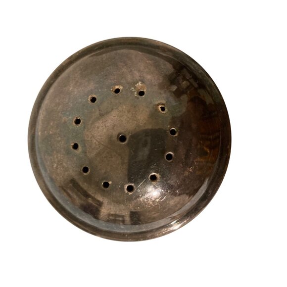 Antique Silver Tone Salt Shaker Cylindrical Design Vintage Kitchen Collectible - Picture 5 of 8